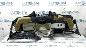 Торпедо передняя панель без AIRBAG Toyota Prius 50 17-22 черная под большой дисплей, нештатные отверстия, тычки, трещины в креплениях