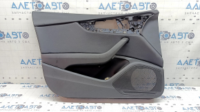 Обшивка двери карточка передняя левая Audi A5 F5 18-19 5D черная, вставка кожа черная, подлокотник кожа черная, царапины, под химчистку
