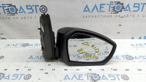 Зеркало боковое правое в сборе Ford Escape MK3 17-19 рест, 14 пинов, поворотник, подсветка, подогрев BSM, черное, поворотник под полировку, потерт