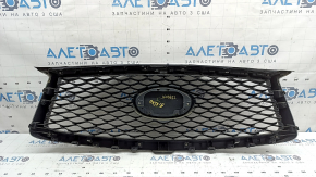 Решетка радиатора grill в сборе Infiniti QX50 19-24 с эмблемой под радар, под камеру, эмблема под полировку, царапины на хроме, надломано крепление
