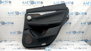 Ornamente ușă spate dreapta Infiniti QX50 19-25 negru, inserție piele neagră, cotiera piele neagră, cusături gri, ornament argintiu, cu perdea, BOSE, cu buton, zgârieturi