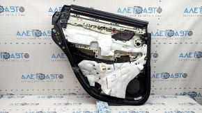 Ornamente ușă spate dreapta Infiniti QX50 19-25 negru, inserție piele neagră, cotiera piele neagră, cusături gri, ornament argintiu, cu perdea, BOSE, cu buton, zgârieturi