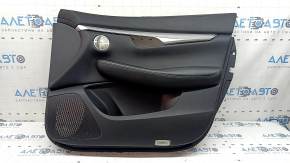 Ornamente ușă față dreapta Infiniti QX50 19-22 negre, inserție piele neagră, cotiera piele neagră, cusături gri, ornament argintiu, Bose, zgârieturi