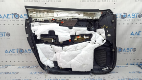 Ornamente ușă față dreapta Infiniti QX50 19-22 negre, inserție piele neagră, cotiera piele neagră, cusături gri, ornament argintiu, Bose, zgârieturi