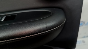 Ornament ușă, spate stânga Infiniti QX50 19-22, negru cu inserție din piele neagră, cotieră din piele neagră, cu cortină, BOSE, ornament argintiu, cu buton, lovituri, zgârieturi
