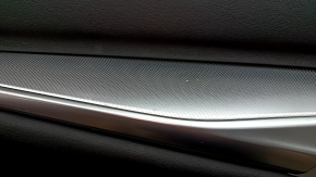Ornament ușă, spate stânga Infiniti QX50 19-22, negru cu inserție din piele neagră, cotieră din piele neagră, cu cortină, BOSE, ornament argintiu, cu buton, lovituri, zgârieturi