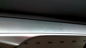 Ornament ușă, spate stânga Infiniti QX50 19-22, negru cu inserție din piele neagră, cotieră din piele neagră, cu cortină, BOSE, ornament argintiu, cu buton, lovituri, zgârieturi