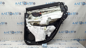 Ornament ușă, spate stânga Infiniti QX50 19-22, negru cu inserție din piele neagră, cotieră din piele neagră, cu cortină, BOSE, ornament argintiu, cu buton, lovituri, zgârieturi