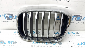 Решетка радиатора grill левая BMW X3 G01 18-21 ноздря, хром обрамление+ серая решетка, тычки