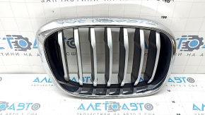Решетка радиатора grill правая BMW X3 G01 18-21 ноздря, хром обрамление+ серая решетка, тычки