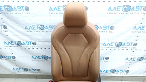 Сиденье водительское BMW 5 G30 17-20 с airbag, электрическое, кожа Dakota, светло-коричневая lcro cognac, Sport, с подголовником, потерто, царапины