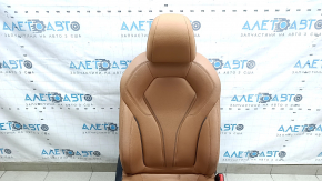 Сиденье пассажирское BMW 5 G30 17-20 с airbag, электрическое, кожа Dakota, светло-коричневая lcro cognac, Sport, с подголовником, под химчистку