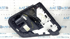 Ornament ușă, placă portieră stânga spate, BMW X3 G01 18-24, negru, inserție și cotieră, piele bej OYSTER, mulaj sub lemn, stejar închis Perlglanz cromat, cu mâner, fără capac mâner, necesită curățare, lovituri, zgârieturi