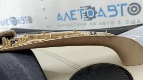 Ornament ușă, placă portieră stânga spate, BMW X3 G01 18-24, negru, inserție și cotieră, piele bej OYSTER, mulaj sub lemn, stejar închis Perlglanz cromat, cu mâner, fără capac mâner, necesită curățare, lovituri, zgârieturi