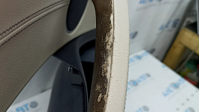 Ornament ușă, placă portieră stânga față, BMW X3 G01 18-21, neagră, inserție și cotieră, piele bej OYSTER, mulaj sub lemn, stejar închis Perlglanz cromat, cu mâner, sub memorie, mâner crăpat, zgârieturi, aer sub lac