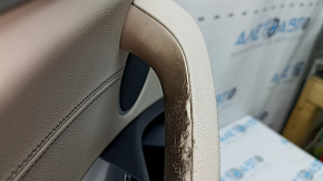 Ornament ușă, placă portieră stânga față, BMW X3 G01 18-21, neagră, inserție și cotieră, piele bej OYSTER, mulaj sub lemn, stejar închis Perlglanz cromat, cu mâner, sub memorie, mâner crăpat, zgârieturi, aer sub lac