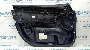 Ornament ușă, placă dreapta față, BMW X3 G01 18-21, negru, inserție și cotieră, piele bej OYSTER, mulaj sub lemn, stejar închis Perlglanz Chrome, cu mâner, fără mâner pentru cotieră, zgârieturi, coroziune a plasei
