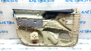 Ornamente ușă, placă dreapta față, Toyota Camry v70 18-23, bej cu inserție din plastic gri, cotiera din cauciuc, ornament cromat, zgârieturi, urme de zgârieturi