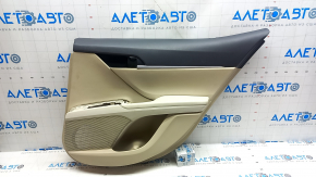 Ornamente ușă, placă spate dreapta, Toyota Camry v70 18-23, bej cu inserție din plastic gri, cotieră din cauciuc gri, ornament cromat, zgârieturi