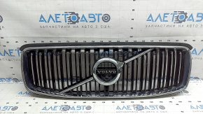Grilă radiator cu insignă Volvo XC90 17-19, neagră, ramă cromată, sub cameră, ciobituri