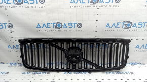 Grilă radiator cu insignă Volvo XC90 17-19, neagră, ramă cromată, sub cameră, ciobituri