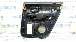 Ornamente ușă, placă spate stânga, Volvo XC90 16-20, gri, inserție din piele gri, cotieră din piele gri, cu mâner, inserție din lemn cu ornament cromat, zgârieturi pe inserție, gata de curățare chimică, fund