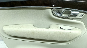 Ornamente ușă, placă spate stânga, Volvo XC90 16-20, gri, inserție din piele gri, cotieră din piele gri, cu mâner, inserție din lemn cu ornament cromat, zgârieturi pe inserție, gata de curățare chimică, fund