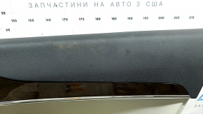 Ornament ușă, placă spate dreapta, Volvo XC90 16-20, gri, inserție din piele gri, cotieră din piele gri, cu mâner, inserție din lemn cu ornament cromat, zgârieturi pe inserție, gata de curățat chimic