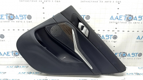Ornament ușă, placă portieră dreapta spate, BMW X5 G05 19-22, piele neagră fără cortină, inserție din lemn Fineline Stripe, cotieră din piele bej, cu mâner și suprapuneri, lovitură, zgârieturi, curățabil chimic