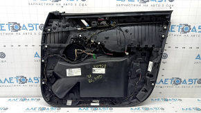 Обшивка двери карточка передняя левая BMW X5 G05 19-23 кожа черная, вставка под дерево Fineline Stripe, подлокотник кожа черная, с ручкой и накладками, царапины, тычка, под чистку, протерлась строчка