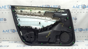 Ornamente ușă, placă dreapta față, Honda Accord 19-22, neagră, cu inserție din piele gri deschis, cotieră, piele gri deschis, cu ornament din lemn, cu nasturi, zgârieturi