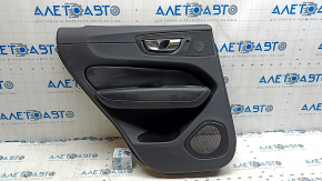 Ornament ușă, placă spate stânga, Volvo XC60 18-22, piele neagră, cotiera și inserție, piele neagră, cu capac difuzor, zgârieturi