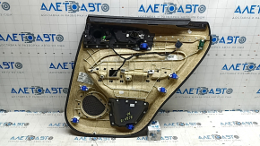 Ornament ușă, placă spate stânga, Volvo XC60 18-22, piele neagră, cotiera și inserție, piele neagră, cu capac difuzor, zgârieturi