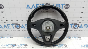 Volan fără padele pentru Mercedes Clasa C W205 17-18, piele neagră, încălzit, zgârieturi