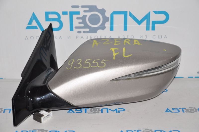 Зеркало боковое левое в сборе Hyundai Azera 12-17 6 пинов, поворотник, золотистый