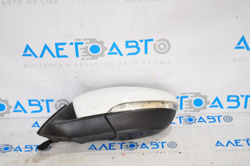 Зеркало боковое левое в сборе VW Passat b8 16-19 USA 10 пинов, поворотник, белый LC9A