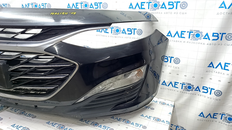 Бампер передний в сборе Chevrolet Malibu 19-25 без парктроников, черный, песок, нет фрагмента решетки, потерт