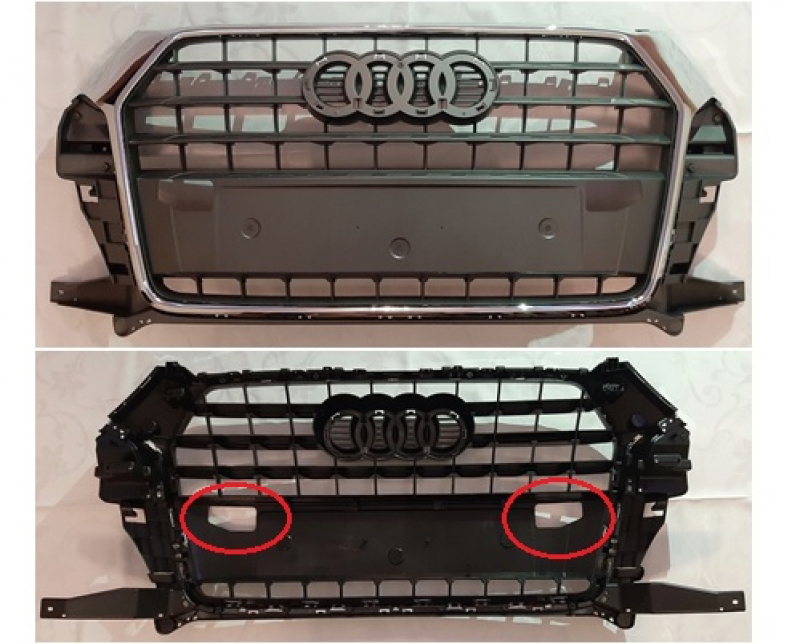 Решетка радиатора grill в сборе Audi Q3 15 под парктроники, без эмблемы