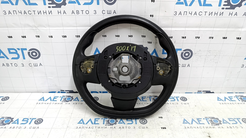 Руль голый Fiat 500X 16- кожа черная, без кнопок, подушка безопасности, вмятина, царапины