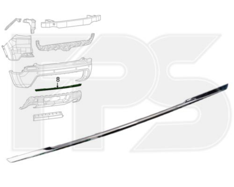 Молдинг заднего бампера Jeep Cherokee KL 19-23 хром