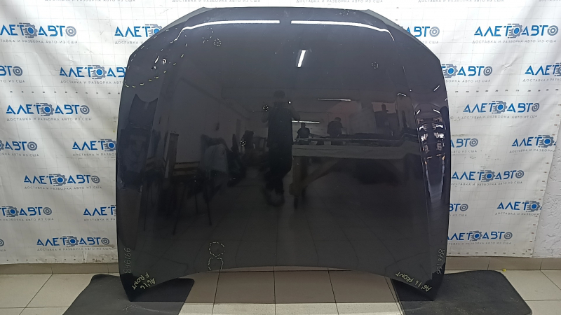 Капот голый Audi A6 C7 12-18 алюминий, графит LX7U, песок, тычки, сколы, царапины, вмятины