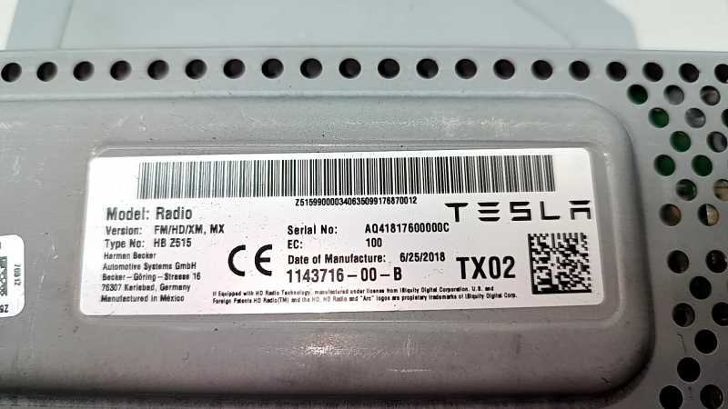 Radio Module FM/HD/XM, MX Tesla Model X 16-21 с кронштейном
