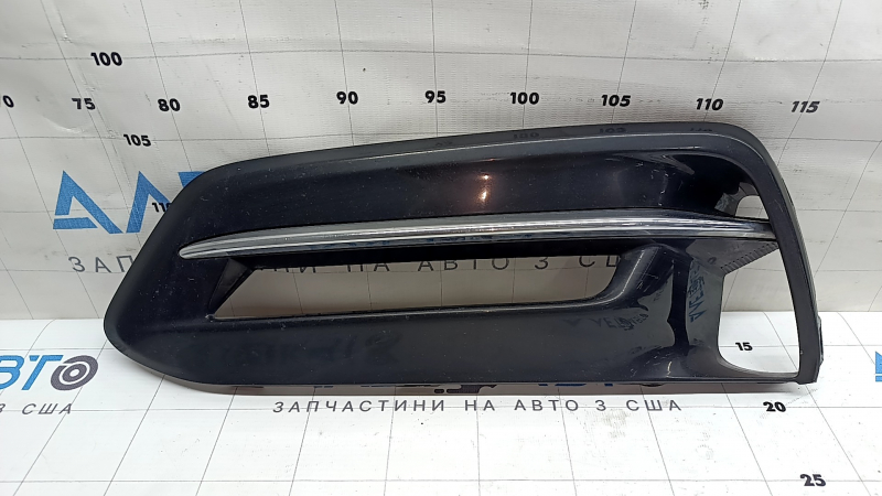 Решетка бампера левая Honda Accord 18-20 hybrid, под птф, черный глянец, хром, песок