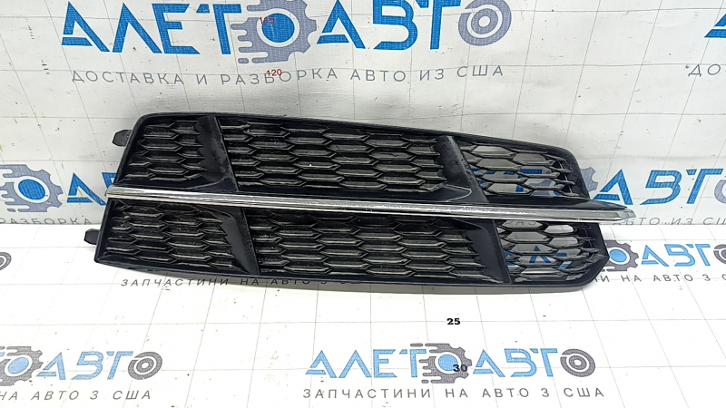 Решетка переднего бампера правая Audi A6 C7 16-16 хром молдинг, песок