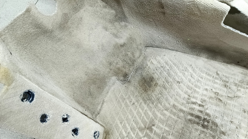 Covoraș de podea bej pentru Audi A6 C7 12-18, curățabil chimic, spumă ruptă, model cu solzi