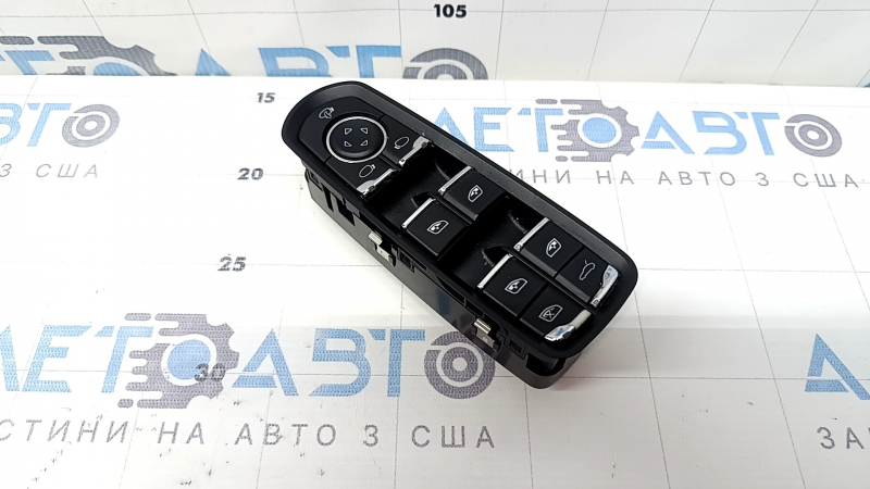 Comandă ridicare geam stânga față pentru Porsche Macan 15-26, neagră cu crom, rabatare automată, ornamente cromate