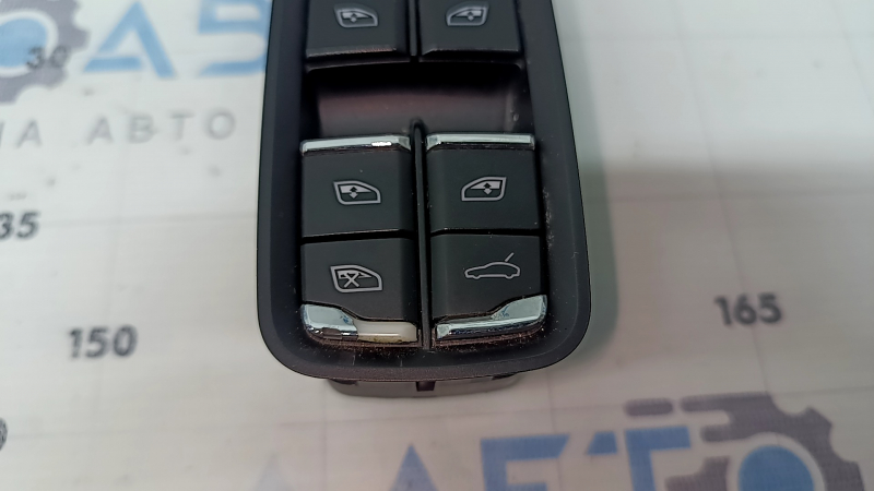Comandă ridicare geam stânga față pentru Porsche Macan 15-26, neagră cu crom, rabatare automată, ornamente cromate