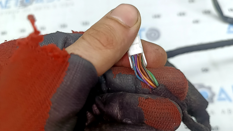 Ansamblu oglindă retrovizoare dreapta Mazda 3 19-22 4p cu 6 pini, semnalizare, încălzită, BSM, fabricație Japonia, albastră, uzată