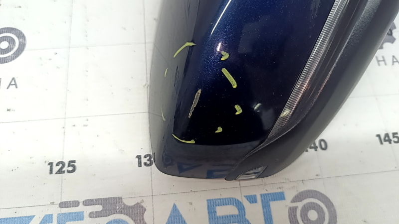 Ansamblu oglindă retrovizoare dreapta Mazda 3 19-22 4p cu 6 pini, semnalizare, încălzită, BSM, fabricație Japonia, albastră, uzată