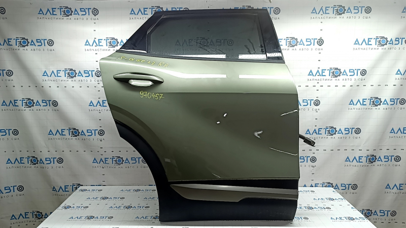 Ansamblu ușă spate dreapta Kia Sportage 23-26 JUG verde, garnituri topite, acoperite de funingine